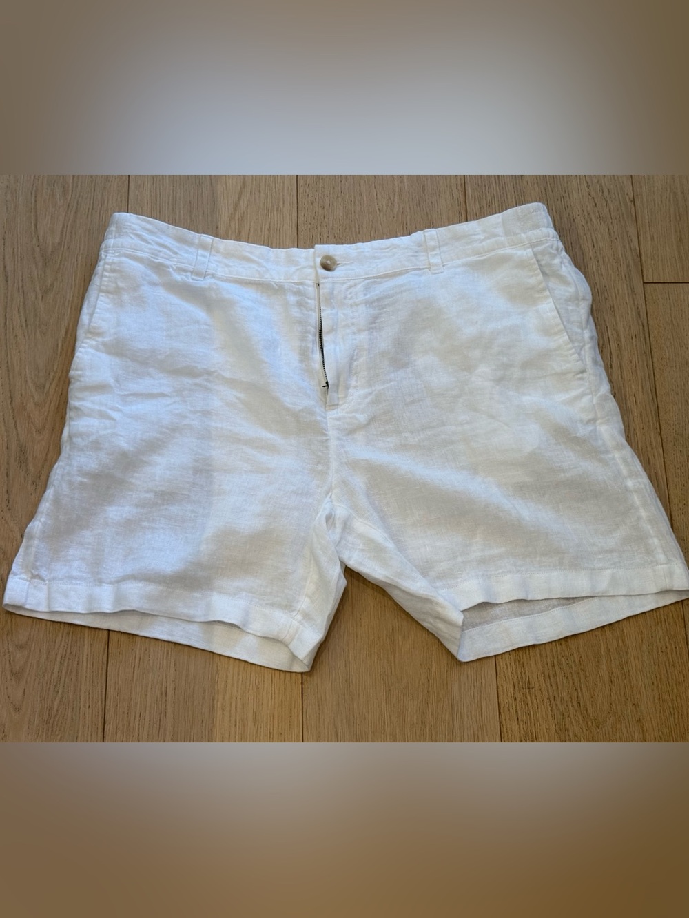 Michael Strahan Collection 100% Linen Shorts White XL 7” Inseam NWT